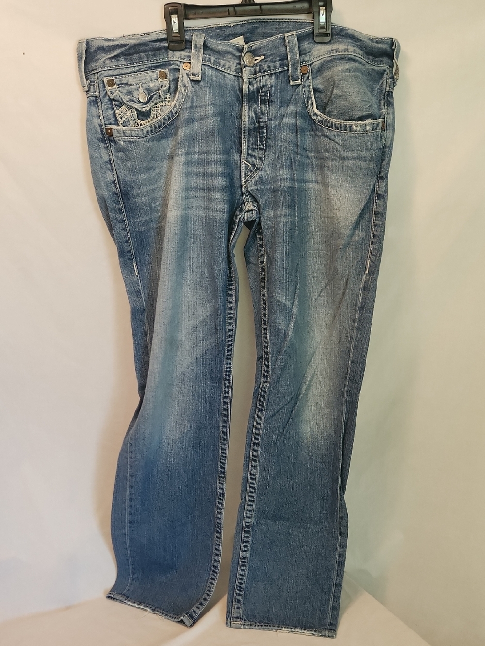 True Religion Jeans Blue Denim with Red Logo Tag